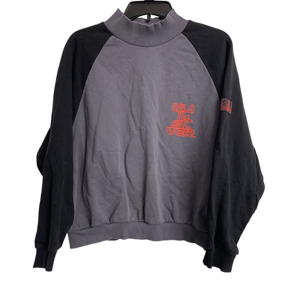 VTG Quiksilver Stranger Things Y2K‎ Logo L Grey Black Streetwear  Sweatshirt